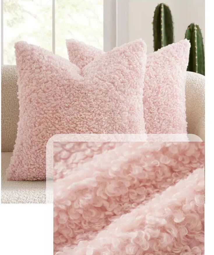 

Pink 45x45cm Luxury Teddy Fleece Pillow Cover Lamb Wool Thickened Square Nordic Family Bedroom Living Room Sofa Decor Pillowcase