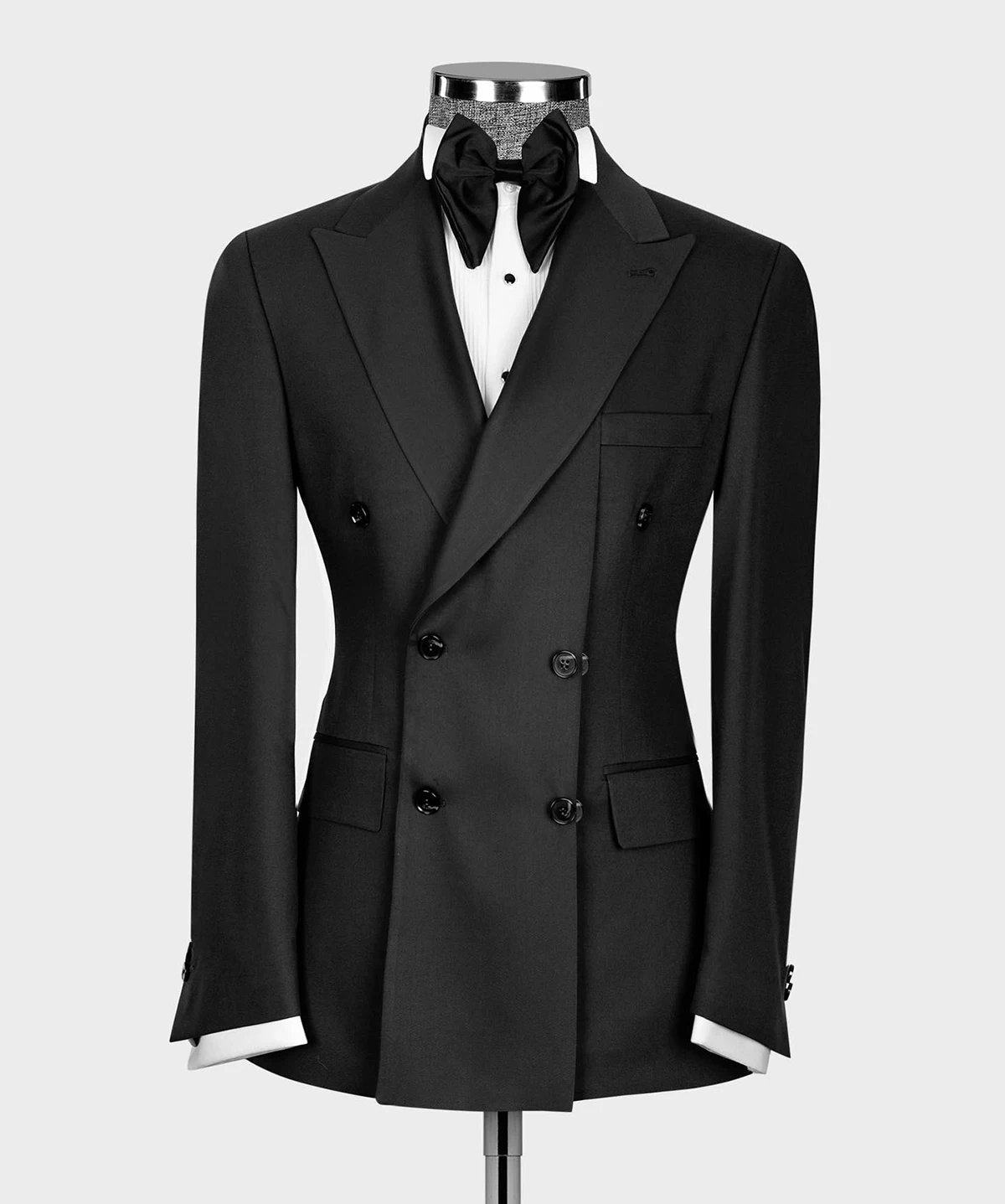 

Black Men's Suit 2 Pieces Blazer Pants Double BreastedPeaked Lapel Business Slim Fit Modern Wedding Groom Tailored Costume Homme