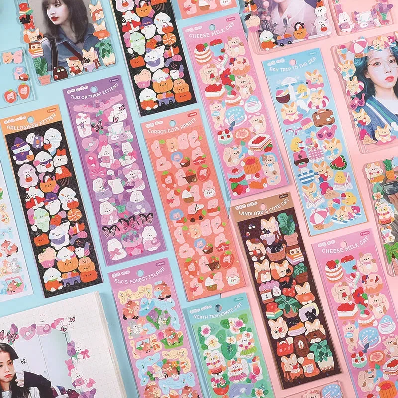 Korean Laser Gooka Hand Account Waterproof Pvc Sticker Animal Material Korean DIY Stationery Sticker