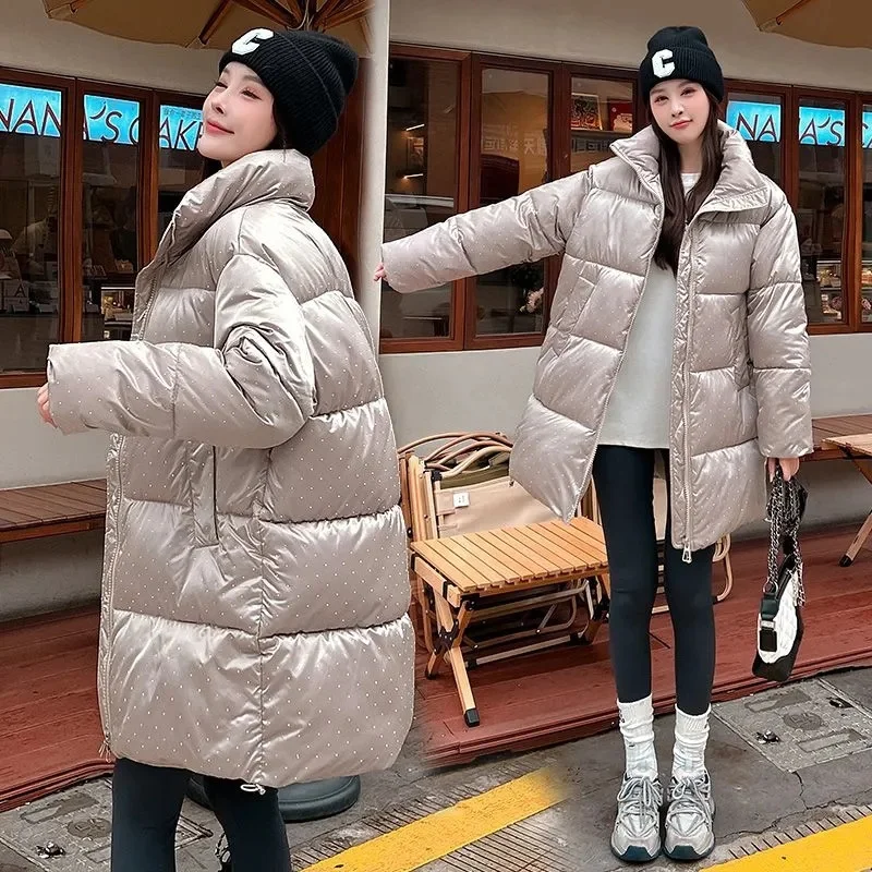 Winter Parkas Thick Warm Long Down Cotton Jacket Women New Fashion Stand collar Zipper Bread padded Clothes Ladies overcoat T554