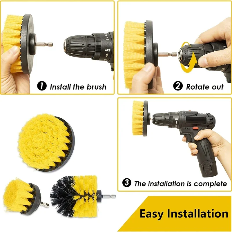 Drill Brush Attachment Set Power Scrubber Wash Cleaning Brushes Tool Kit with Extension for Clean Car Wheel Tire Glass windows