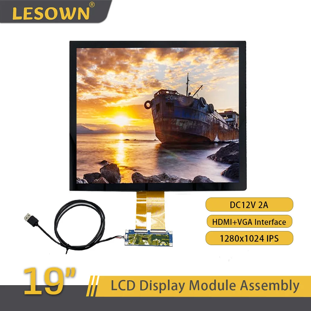 LESOWN LCD Screen Resolution 1280x1024 Full HD 19 inch Quality Wide Touchscreen Display Panel Module for Industrail Equipment