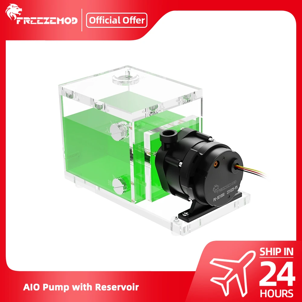 FREEZEMOD Reservoir Pump Combo Cuboid 890ML Water Tank Cube Integrated Built-in Defoamer Lift 7 Meter Flow 1200L/H PUB-ST1000
