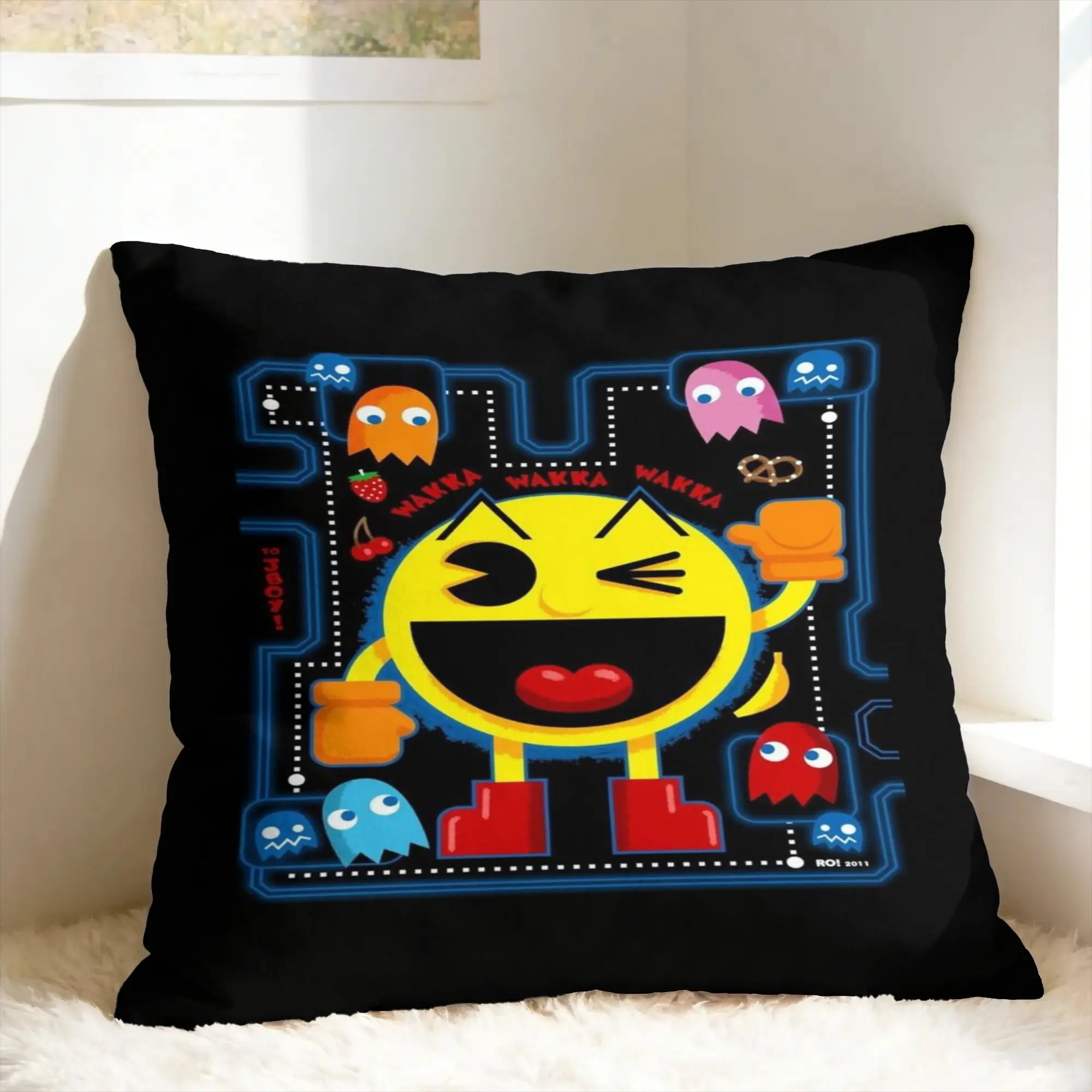 Pac-Man Pillow Cover  Soft Cushion Cover Novelty Pillow Case For Couch Sofa Bedroom