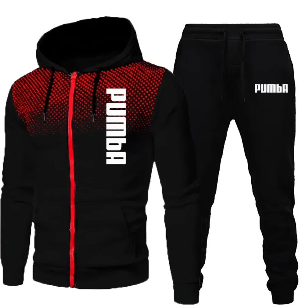 Men\'s Sports Tracksuits Sets Long Sleeve Hoodie Suits Zipper Jackets +Jogging Pants Spring Autumn Running Fitness Sportswear