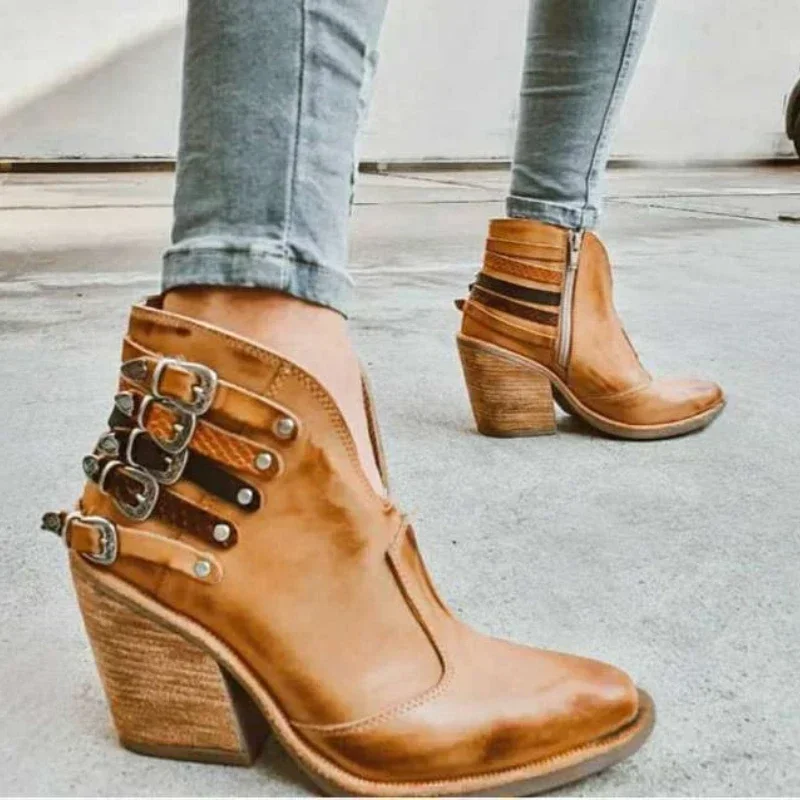 Women Fashion Boots Female Waterproof Short Boots High Heels Slip on Unisex Ankle Winter Boots Plus Size 43 Botas Femininas 2024