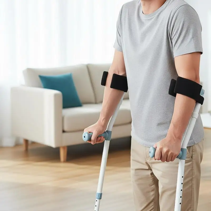 Non-Slip Crutch Handle Cover PU Comfortable Grips Wrap For Open Cuff Forearm Cru