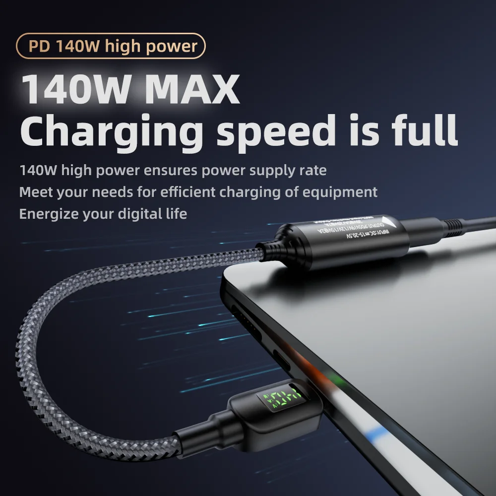 140W Notebook Power Conversion Cable 5/9/12/15/20V DC Female Head to TypeC PD Power Converter for Notebook Phablet Fast Charging
