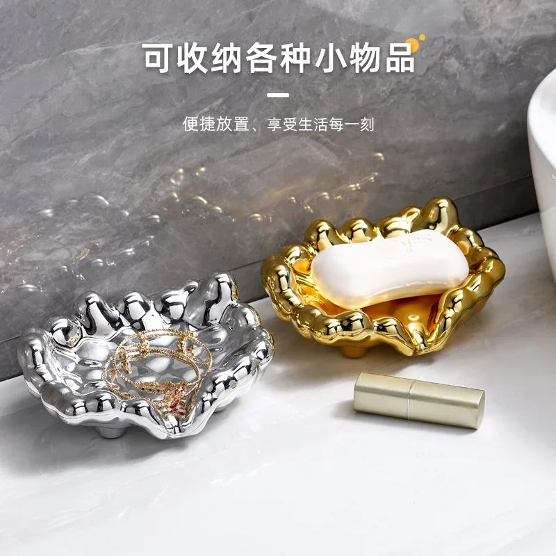 Bathroom Soap Dish Gold Chrome Soap Box Shower Soap Holder Sink Deck Bathtub Shower Tray Accesorios Para El Baño Novedades Jabon