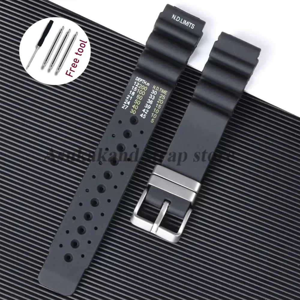 ND الحدود غواص سيليكون حزام 22 مللي متر حزام (استيك) ساعة 20 مللي متر 24 مللي متر ل سايكو للمواطن لشبح المياه ل Promaster المطاط حزام الغوص