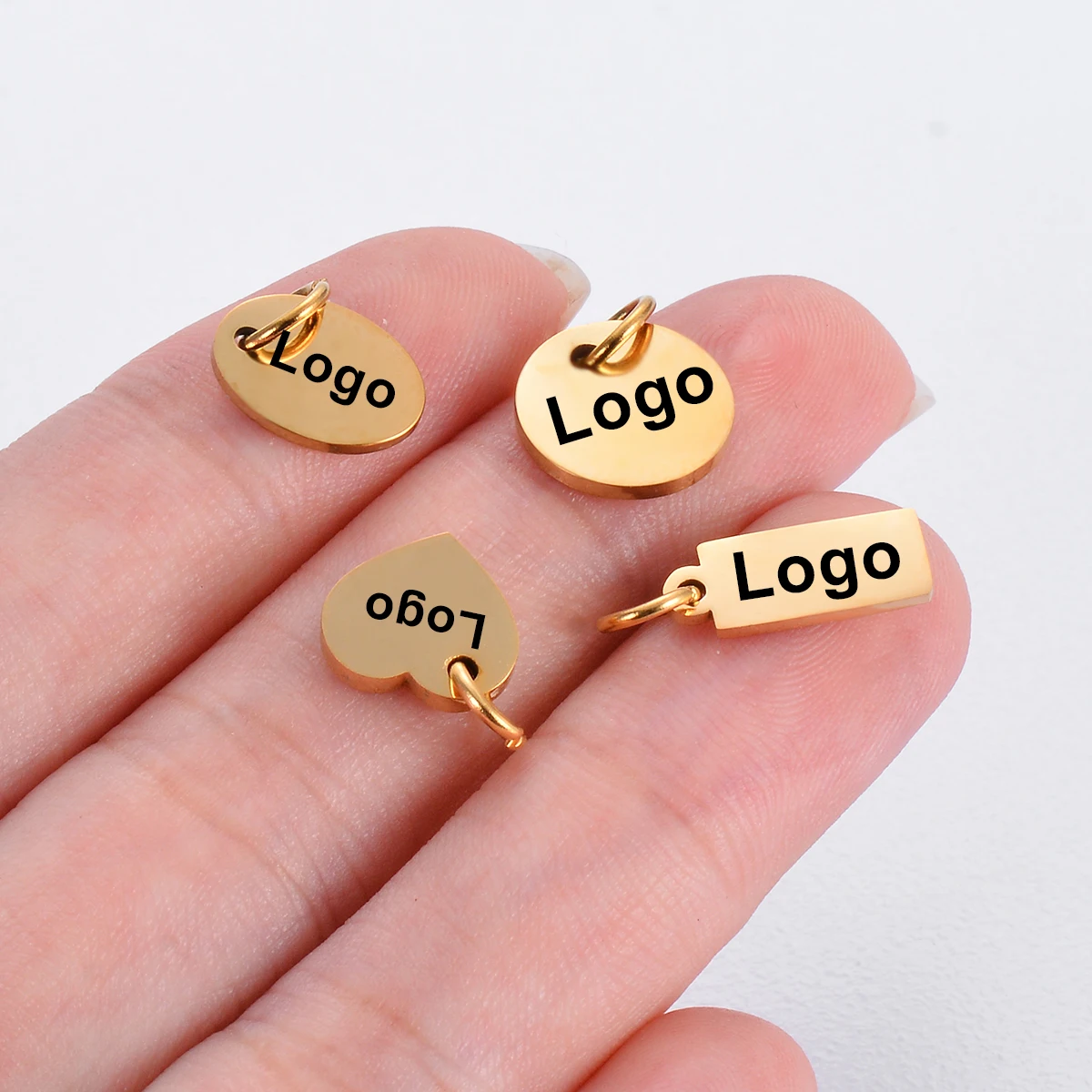 20 stücke Spiegel Polieren Edelstahl Angepasst Kleine Name Logo Tags Rekord Disc Charms für Halskette DIY Erkenntnisse Dropshipping