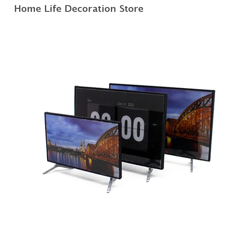 1pcs 1:12 Mini Simulation TV Widget With Base Model Living Room Tabletop Decoration Gift Crafts Dollhouse accessories