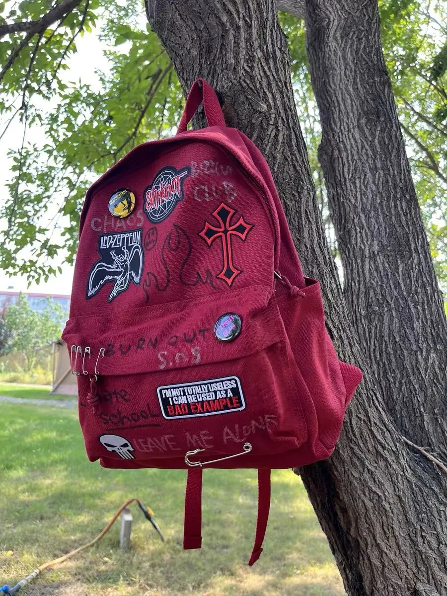 Mochila Punk Y2K 2024, mochila de moda de gran capacidad de Rock rojo fresco, bolso de ocio para mujer, bolso cruzado para mujer, bolsos