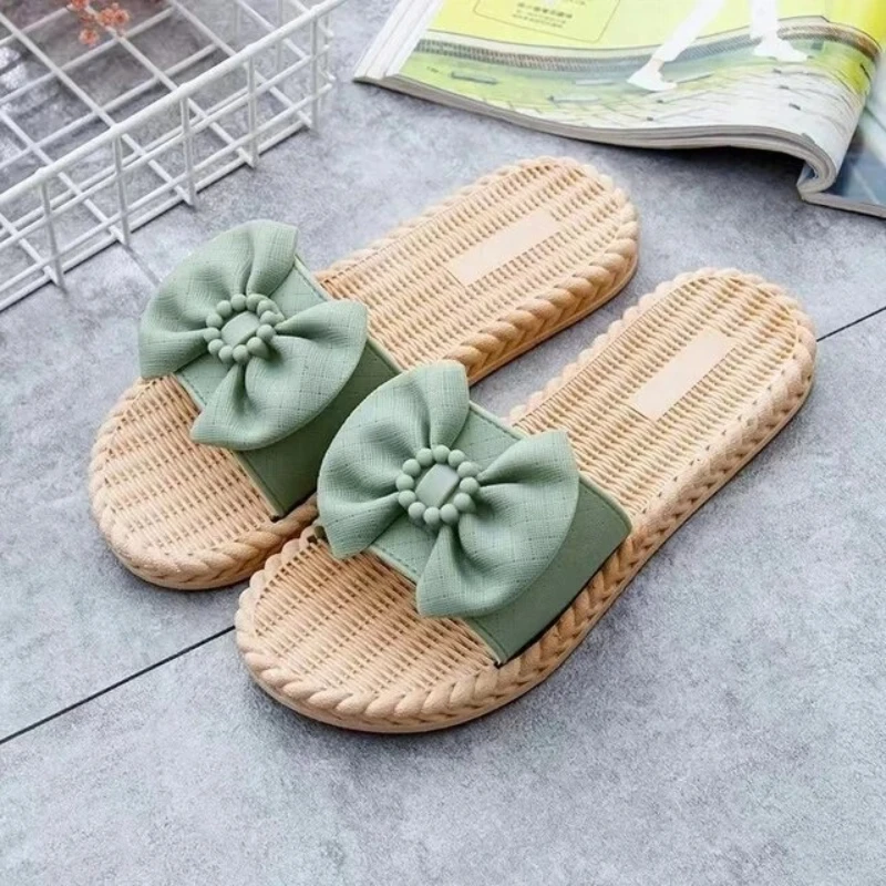 

2025 Fashionable Versatile Home Use Anti-slip Ultra Soft Bathroom Butterfly Knot Cold Slippers Women Floral Pattern Pvc Material