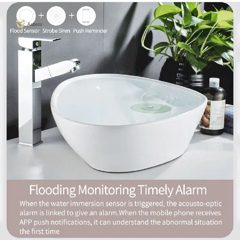 App Remote Control Tuya Sound And Light Alarm Flood Monitoring Window Sensor Wifi2.4g Smart Wifi Light Alarm