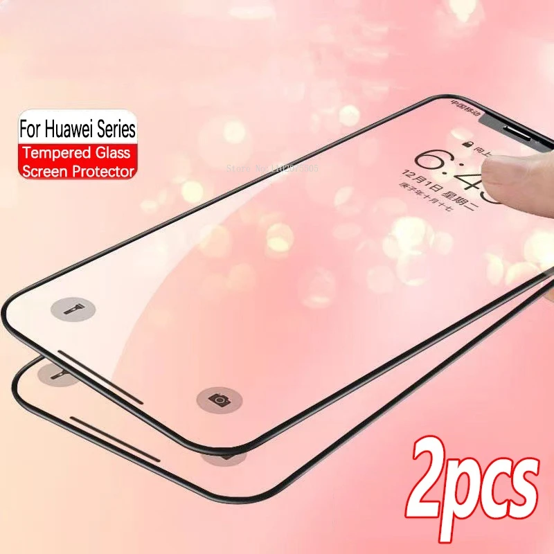 Full Cover Tempered Glass For Huawei Nova Y60 Y61 Y70 Plus Y71 Y90 Y91 P Smart Z S Pro 2018 2019 2020 2021 Screen Protector Film