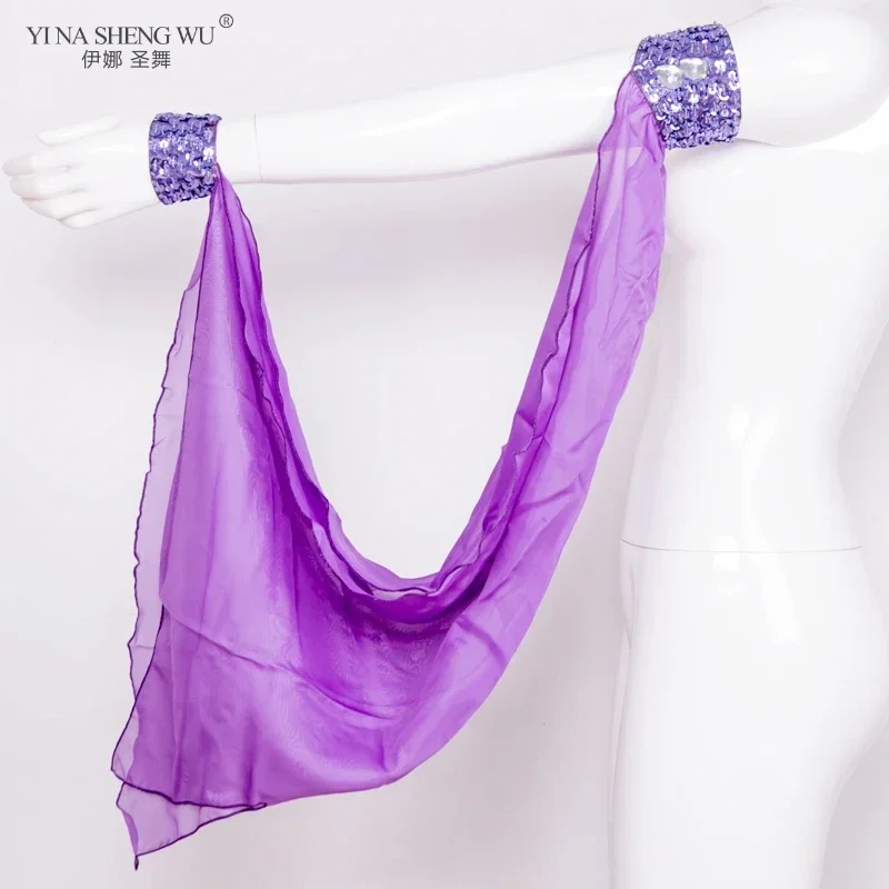 1 Piece Arm Sleeves Wrist Adjustable Chiffon Sleeve 11 Colors Wholesale Belly Dance Costume Accessories Sequins Armbands New