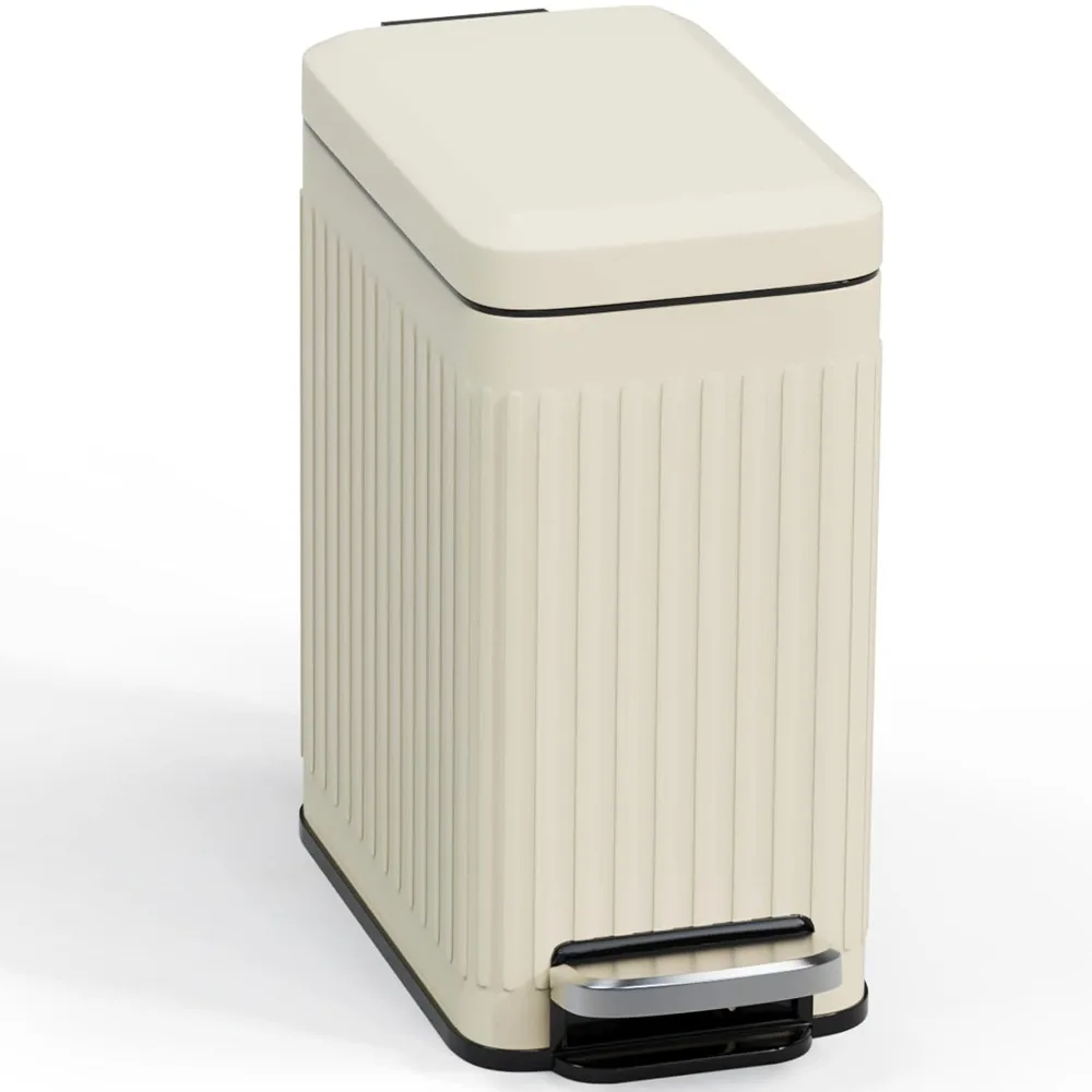 

Мусорный бак для ванной комнаты с крышкой Soft Close, мусорный бак из нержавеющей стали с ступенчатой педалью 6 литров/1,6 галлона, небольшой мусорный бак для
