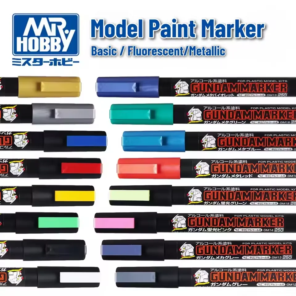 Mr.Hobby GM04-19 Marker Pens Oil-Based Basic / Metallic / Fluorescent Colors for Gunpla Model Kit Painting Coloring Hobby DIY