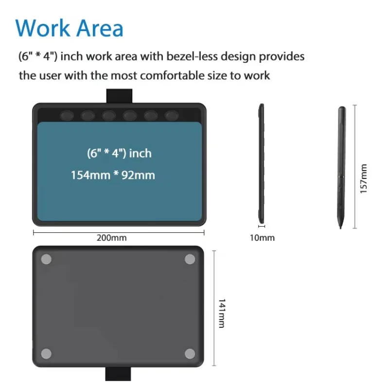 Portable Digital Drawing Art Pad with Pen Tablet Writing Drawing Graphic Tablet XP Pen Drawing Tablets Compatible for  PC