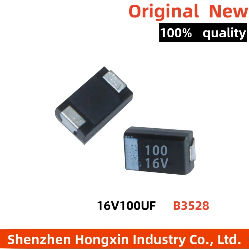 표면 실장 탄탈륨 커패시터 20개 16V100UF 107C 100UF 16V B3528 B 유형 NEC 검정색