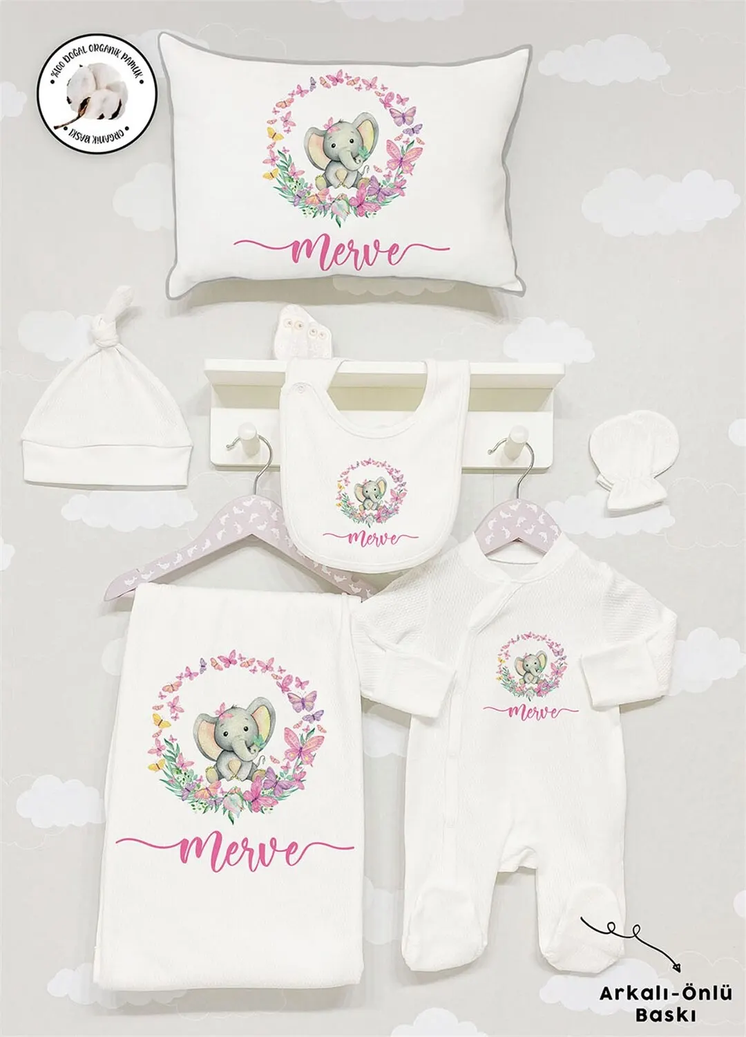 Personalized Organic Cotton Fabric Girls Boy Baby 6-Pcs Rompers Set Custom Clothes Winter Spring