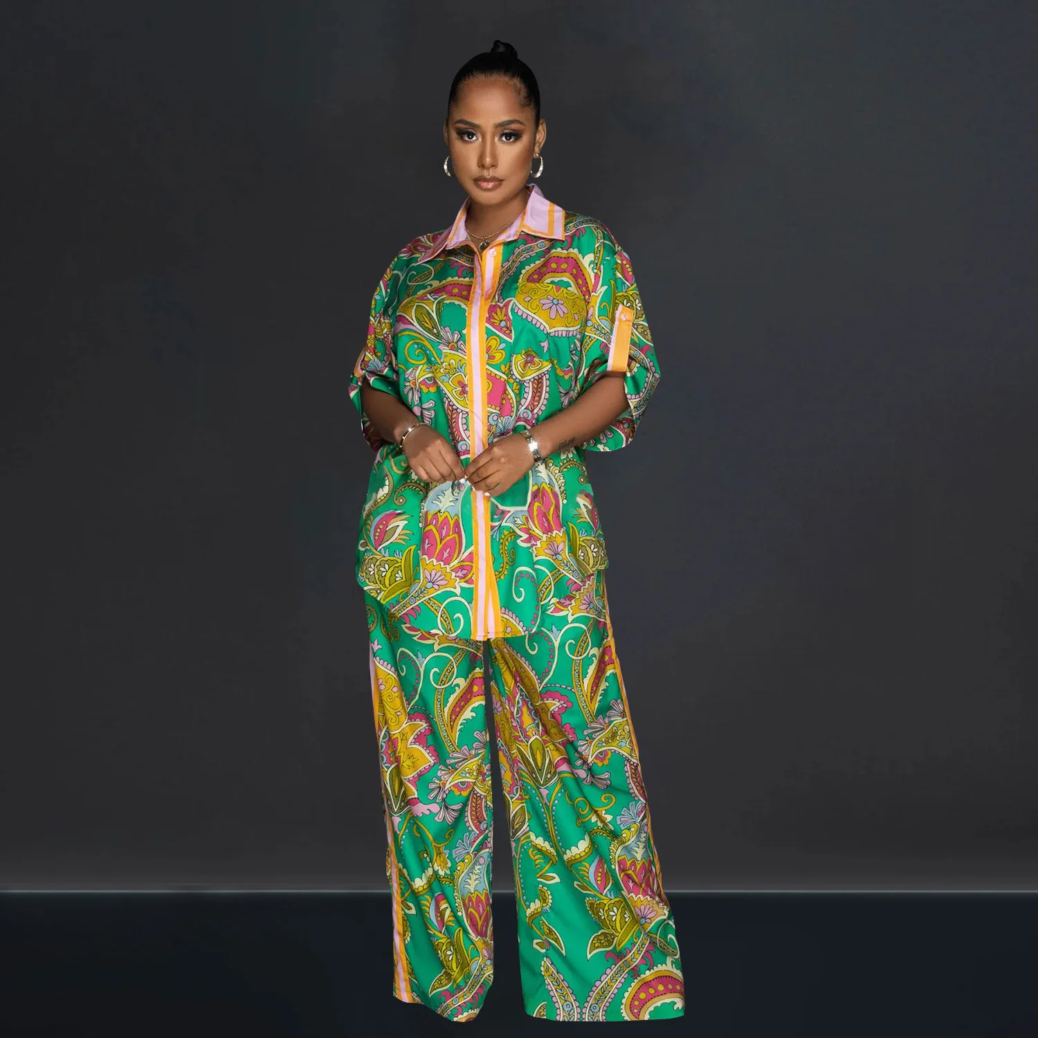 2023 New In Matching Print African Sets Summer Women Dashiki Clothing Party Top and Pants Suits Fashion 2 Piece Casual Outfts