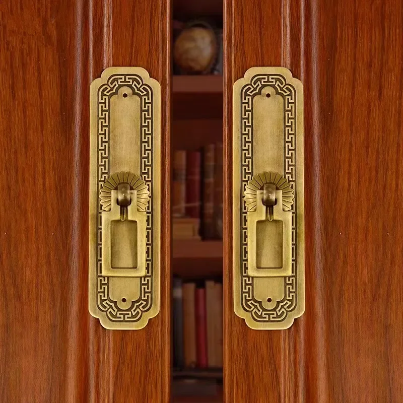 Cabinet Door Straight Bar Brass Handle Antique Bookcase Wine Cabinet Wardrobe Handle Antique Mahogany Furniture Brass Accessorie