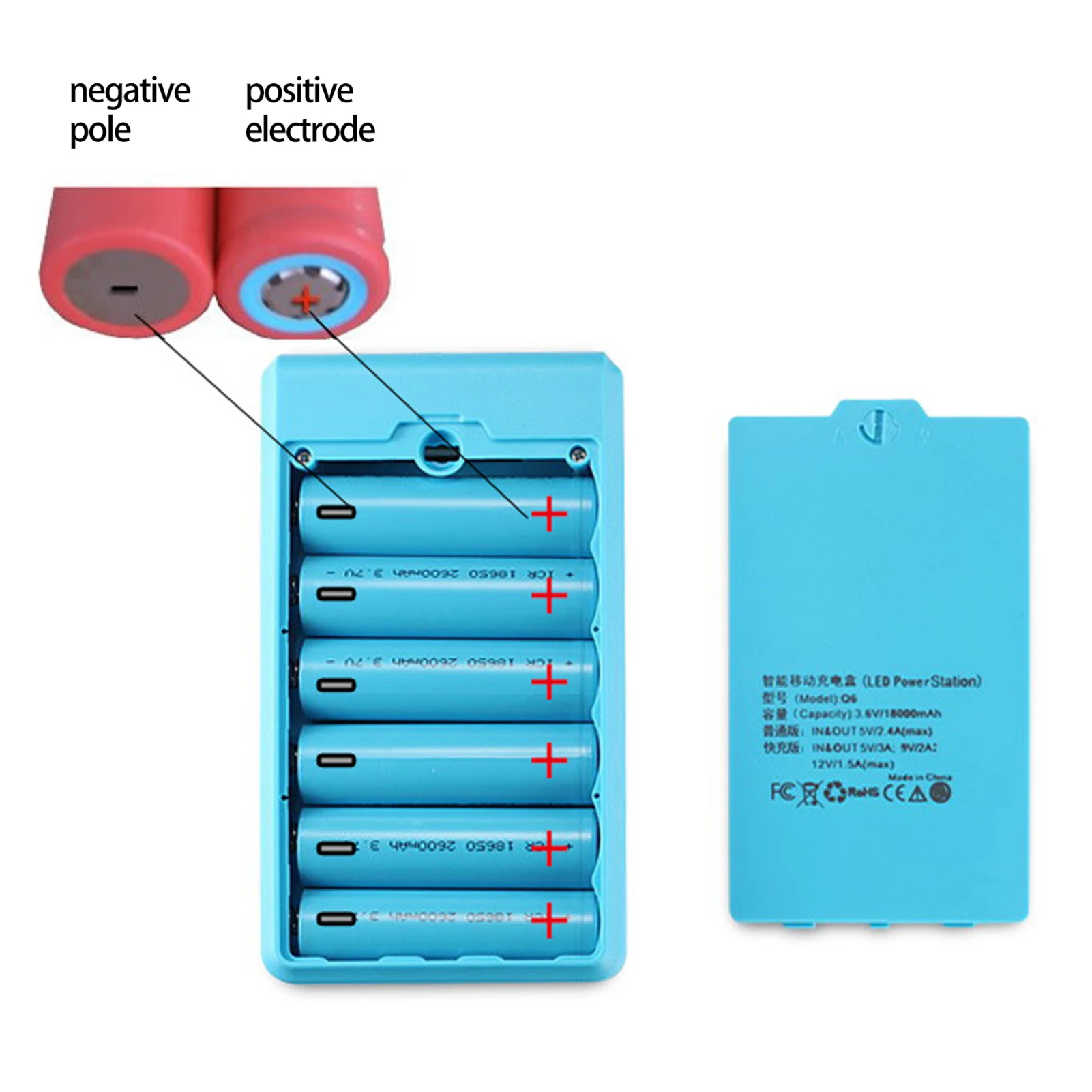 Power Bank Case  Practical Large Capacity Replaceable  6 X 18650 Battery Charger Case DIY Box for Smartphone
