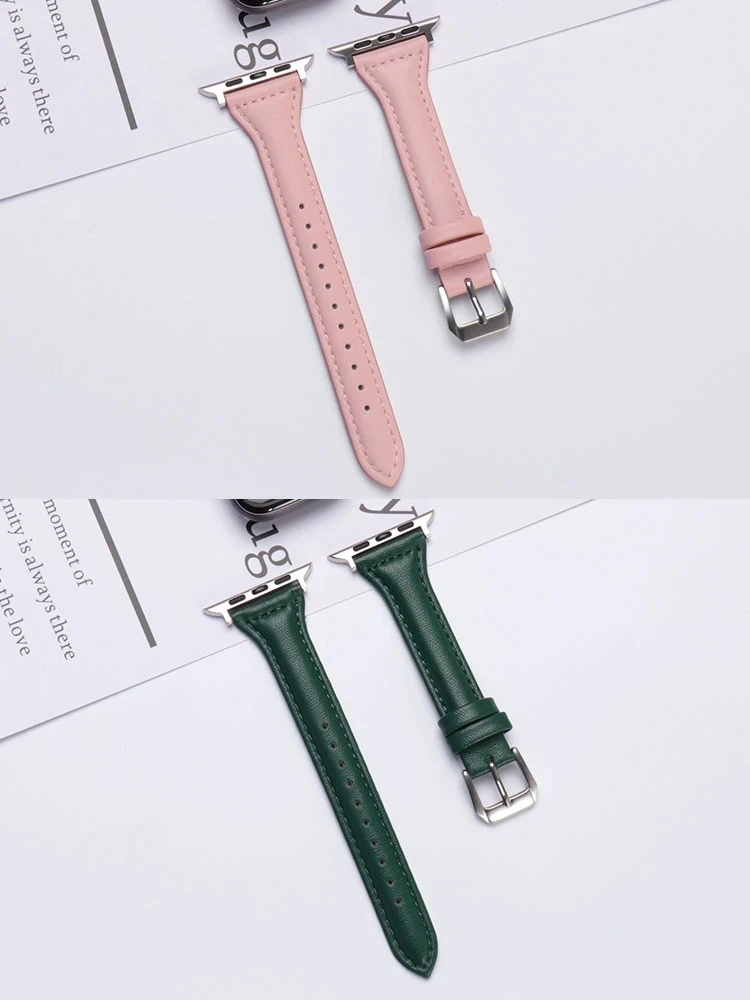 Slim Leather Strap For Apple Watch Series 10 42/46mm 9 8 7 41mm 45mm Band 38/42mm Ultra 49mm Bracelet iWatch SE 6 5 4 3 40/44mm