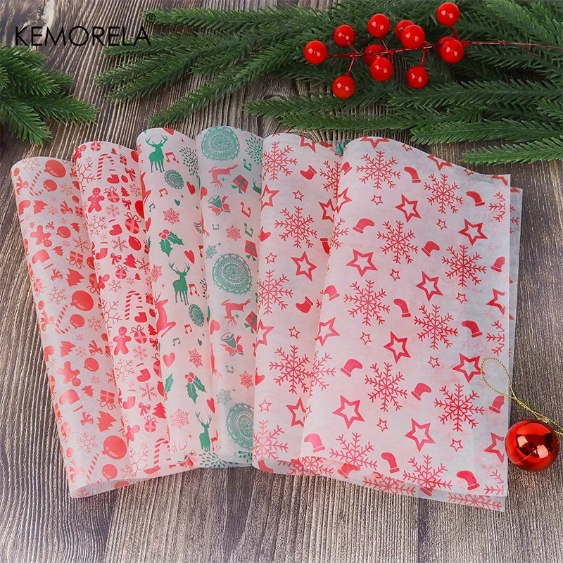 

50PCS Christmas Deli Wax Paper - 3 Festive Patterns (Snowflakes,Stars,Reindeer) Greaseproof for Basket Liners Picnic Mats Baked