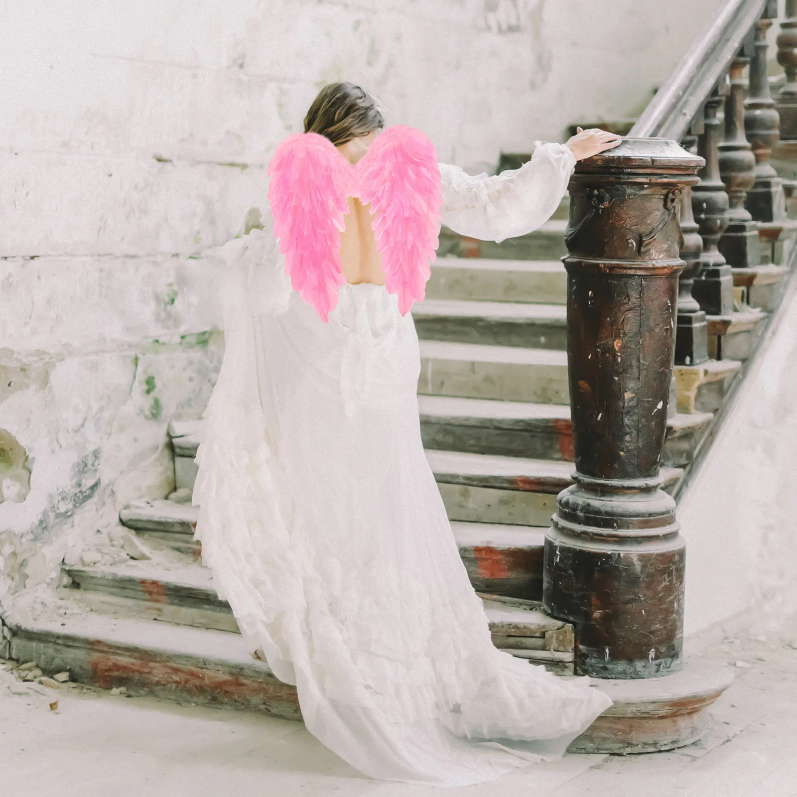 

1 Pink Plume Wing 45x45cm Comfortable Decorative Prop for Adults Christmas Photoshoot Gifts Stage Performance