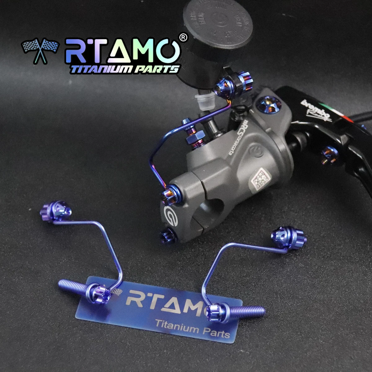 RTAMO Soporte de taza de aceite para tanque de motocicleta, soporte de soporte derecho e izquierdo con perno para bomba Brembo RCS CC RCS Adelin RCB