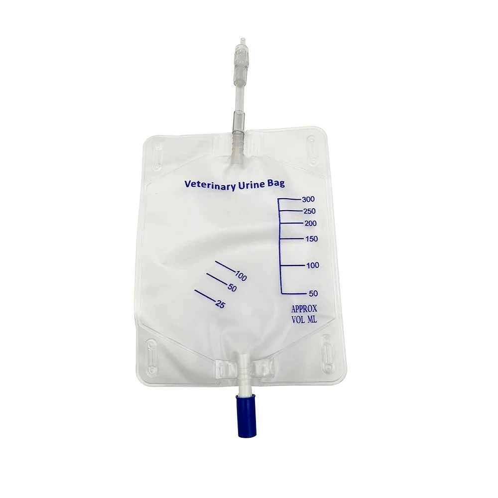 Pet Dog Cat Urine Drainage Collection Bag Luer Lock With Extension Tube Hanging Strap Anti Reflux Drain 300ml