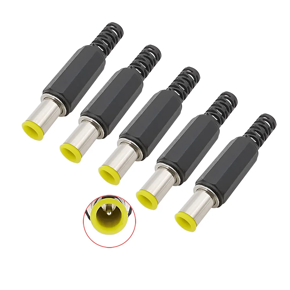 6.5x4.4mm with 1.3mm Tip DC Power Male Plug Connector Welding Assembly 4.4*6.5mm DC Connector DIY Parts Jack Adapter Yellow Head