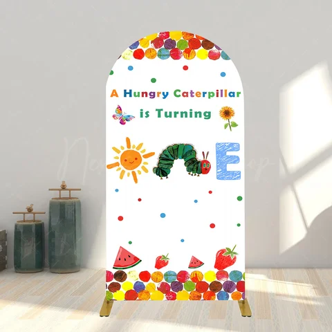 A Hungry Caterpillar Is Turning One Happy Birthday Backdrop Sunshine Photocall Cartoon Caterpillar 1st Birthday Party Background