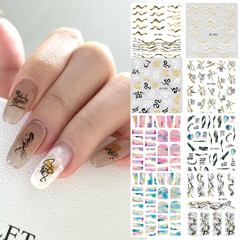 

3D Mountain Peak Nail Stickers Yellow Autumn Marble Design DIY Art Wraps Creative Manicure Decals for Desktop & Mobile Devices