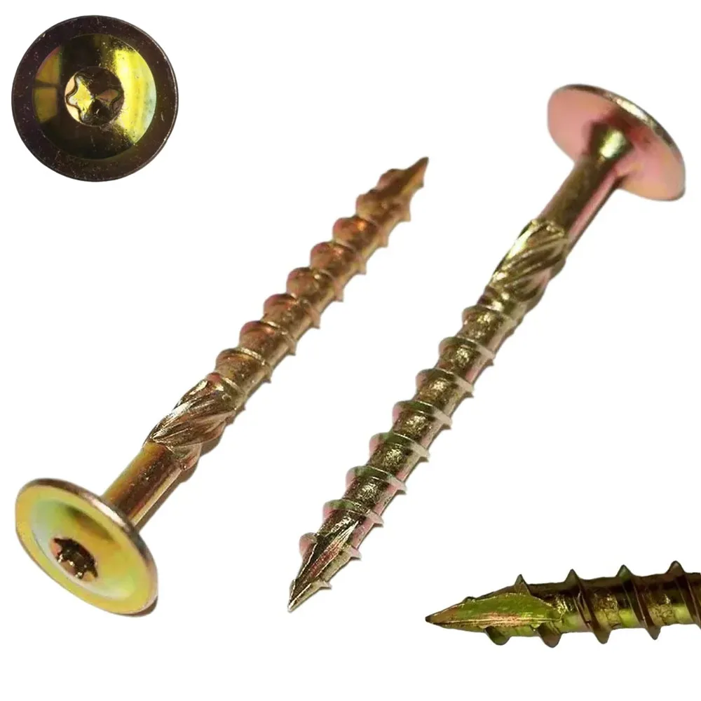M6 M8 Structural Lag Screws,Torx Drive Construction Wood Timber Screws,Washer Head Truss Screws Zinc Yellow Cut Tail Wood Screws