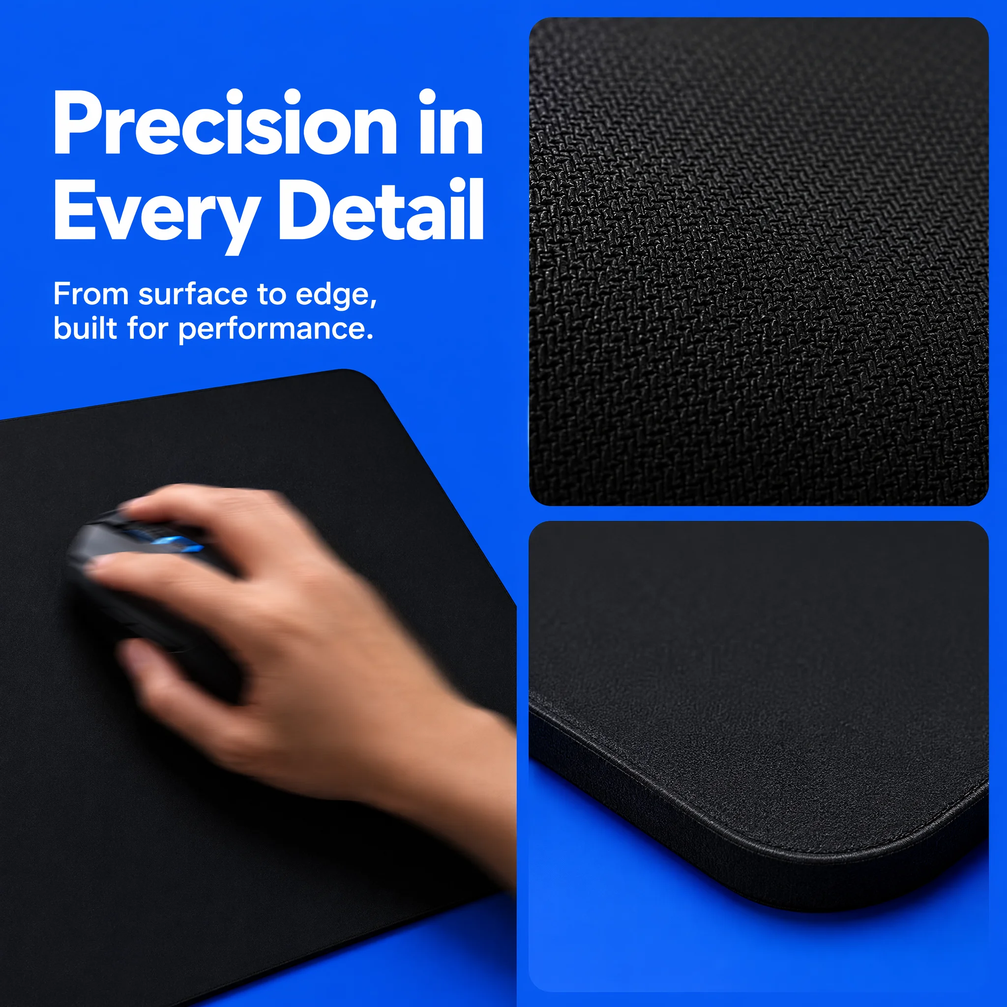 Large Gaming Mouse Pad, Non-Slip Desk Mat for Office, Laptop, and Home, Simple Black Design with Stitched Edges