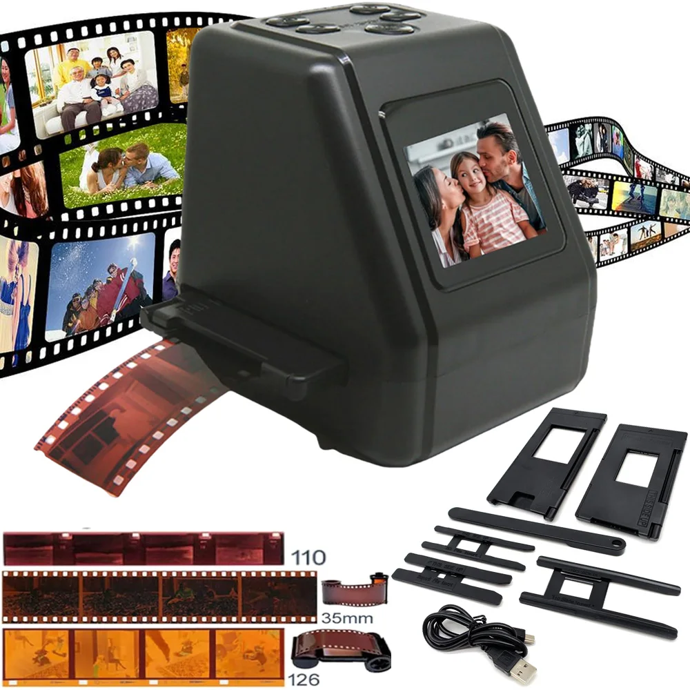 Negative Film Scanner 35mm 135mm Slide Film Converter Photo Digital Image Viewer with 2.4