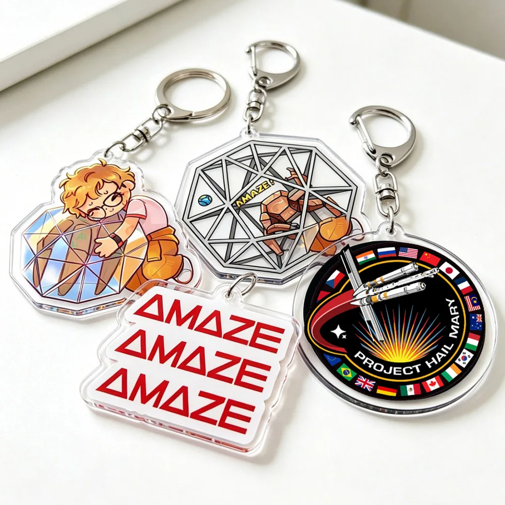 Llaveros de dibujos animados estilo Chibi de Project Hail Mary, Amaze Fist My Bump, Joyería para Fans de Manga y Videojuegos, Regalos