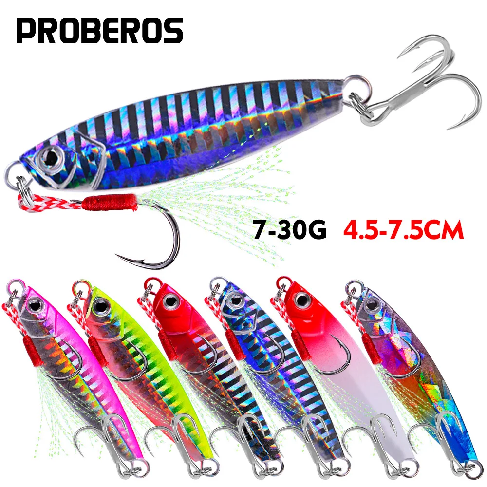 

PROBEROS 6 шт. 7/-30 г металлическая приманка для форели, спиннинговые приманки, воблер, приманка для плавания, искусственные твердые приманки с двойными крючками, рыболовные снасти