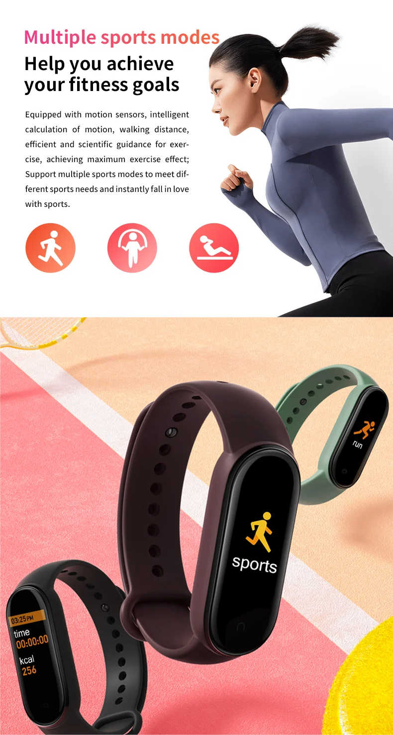 M8 Fitness Tracker Classic Smart Bracelet Pedometer Health Calories Multi Modes MSG Whatsapp X Notifications