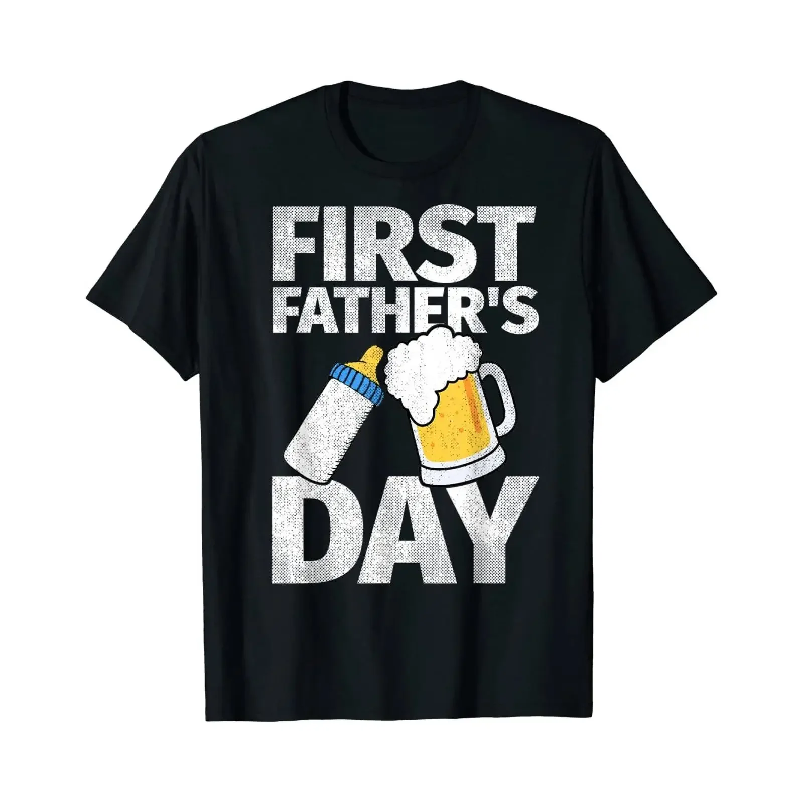 Camiseta de hombre USA para el primer Día del Padre, con diseño de cerveza y biberón, estilo vintage, lavada, elástica, streetwear, cómoda y a la moda.