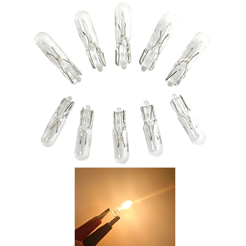 10pcs W2W T5 12v 1.2w Car Halogen Lamp Signal Lamp Instrument Lights Dashboard Bulb Auto Interior Light Car Styling