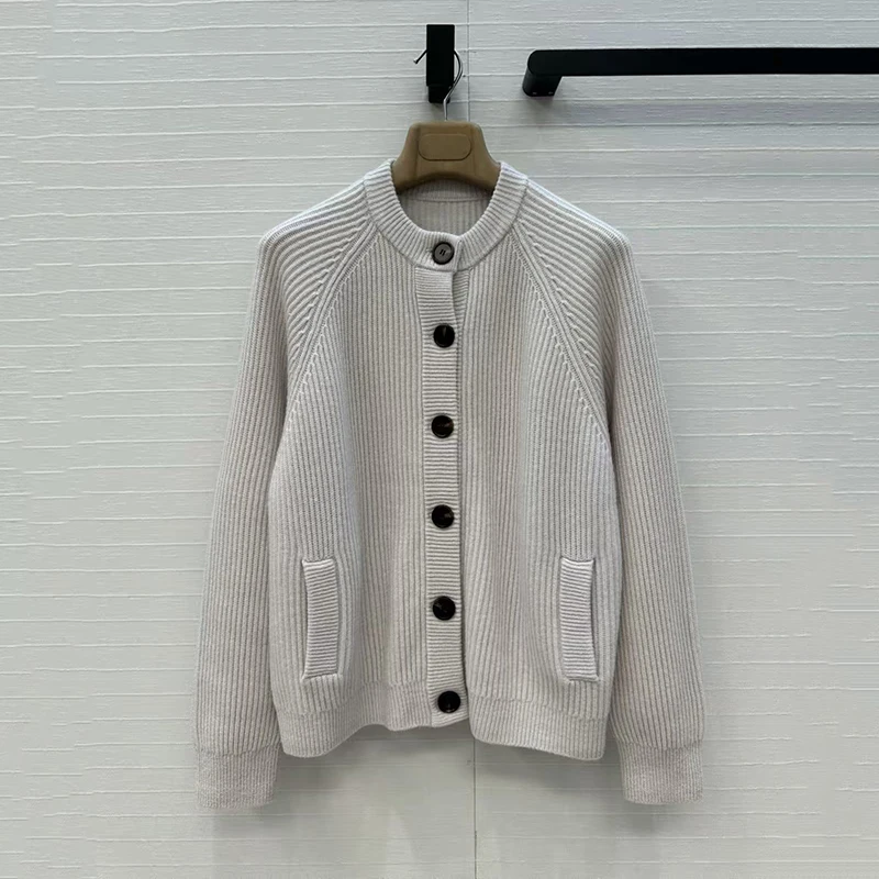 

Кардиган для женщин. Новый эластичный вязаный топ с длинными рукавами на осень 2021. Однобортный облегающий свитер. Трикотаж из смеси кашемира.
