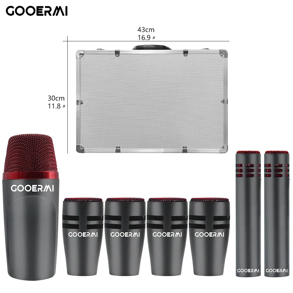 

Gooermi Dynamic Drum Kit Group Kick Drum Musical Instrument M Microphone Set For Stage Show