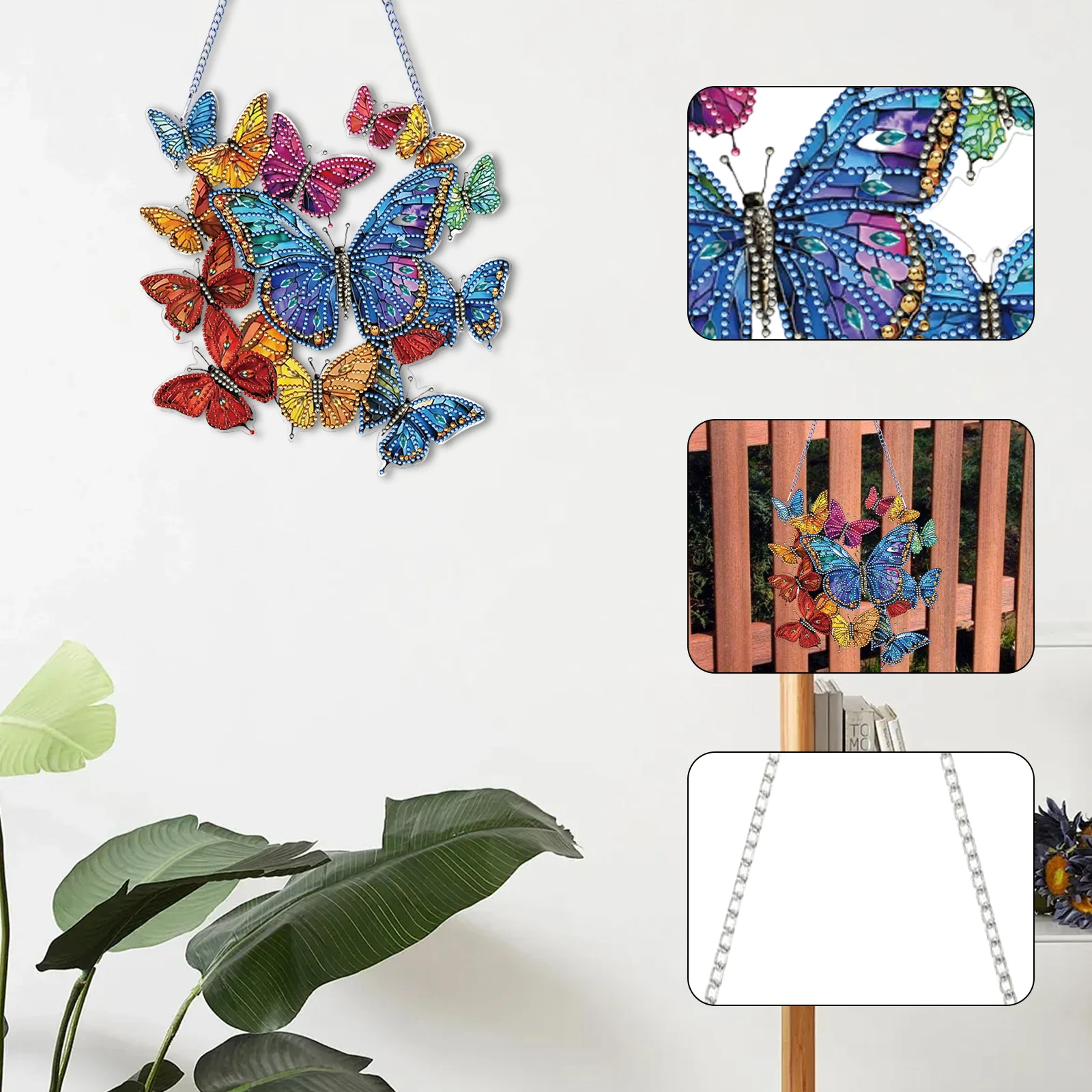 

2D Flat DIY Butterfly Diamond Art Pendant Diamond Painting Set Home Wall Decor (A)