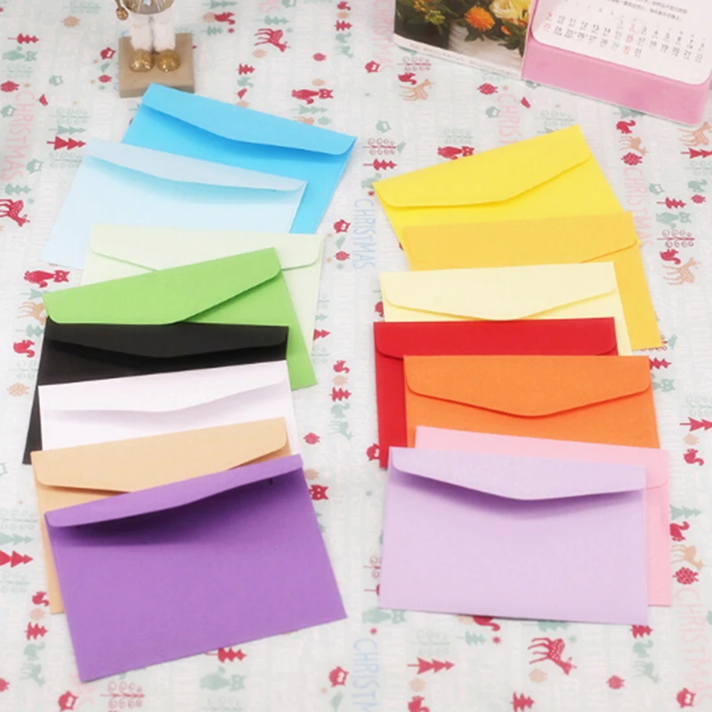 10 Pcs Candy Coloured Envelopes Card Wedding Y Invitation Packaging Paper Bags Creative Kraft Blank Small Envelopes