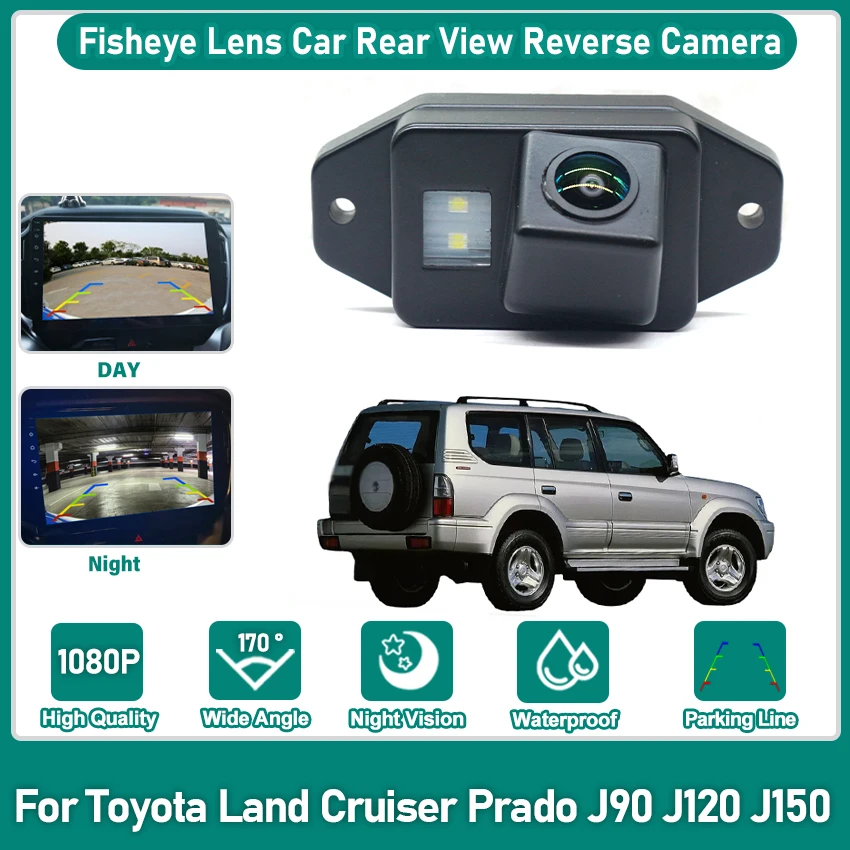 For Toyota Land Cruiser Prado J90 J120 J150 Rear View Camera Fisheye HD CCD Night Vision License Plate Camera Backup Camera